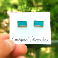 Ορθογώνια καρφωτά σκουλαρίκια με σμάλτο Color Stud (ασήμι, σμάλτο) - 4