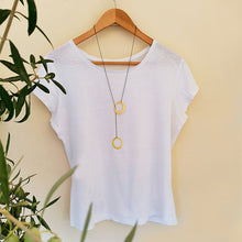 Μακρύ επίχρυσο κολιέ με δύο οβάλ στοιχεία σε ασημένια αλυσίδα Abstract - 1