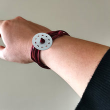 Χειροποίητο ασημένιο βραχιόλι Classic με δέρμα - 1