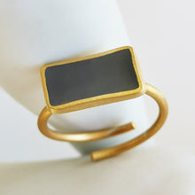 Handmade enamel colored ring Color (gold plated silver) - 6