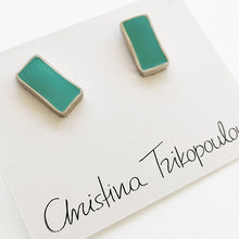 Ορθογώνια καρφωτά σκουλαρίκια με σμάλτο Color Stud (ασήμι, σμάλτο) - 2