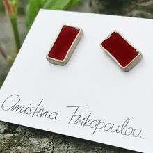 Ορθογώνια καρφωτά σκουλαρίκια με σμάλτο Color Stud (ασήμι, σμάλτο) - 1