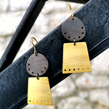 Γεωμετρικά κρεμαστά σκουλαρίκια Design (ασήμι, επιχρύσωση, επιροδίωση) - 1