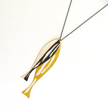 Διπλό μακρύ χειροποίητο κολιέ Fish (ασήμι, οξείδωση, επιχρύσωση) - 1