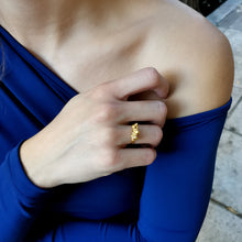 Χειροποίητο δαχτυλίδι Granule. Ασήμι 925, επιχρύσωση. Συλλογή Natura. - 2