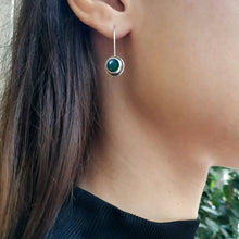 Κρεμαστά χειροποίητα σκουλαρίκια ασήμι, οξείδωση, ημιπολύτιμες πέτρες - 3