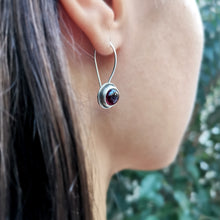 Κρεμαστά χειροποίητα σκουλαρίκια ασήμι, οξείδωση, ημιπολύτιμες πέτρες - 4