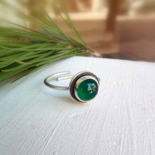 Χειροποίητο ασημένιο δαχτυλίδι Margot με οξείδωση και ημιπολύτιμο λίθο - 2