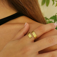 Μοντέρνο απλό επίχρυσο δαχτυλίδι Space ασήμι 925 - 4