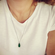 Κολιέ σε αλυσίδα με πέτρα Jade, Drop stone (ασήμι, επιροδίωση) - 4