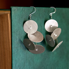 Silver discs, handmade dangle earrings, Space - 1
