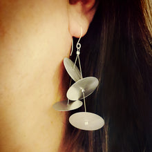 Silver discs, handmade dangle earrings, Space - 2
