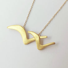 Handmade gold plated necklace, with silver chain, Flying - 2
