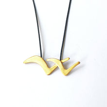 Handmade gold plated silver necklace in cord. - 1
