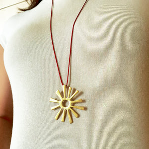 Handmade gold plated silver necklace, Lucky Charm 2024 |Sun|