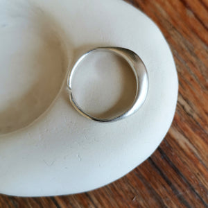 Handmade,curved ring, Texture Flow (silver)
