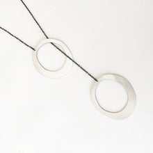 Long silver necklace, double oval necklace on chain Abstract - 2
