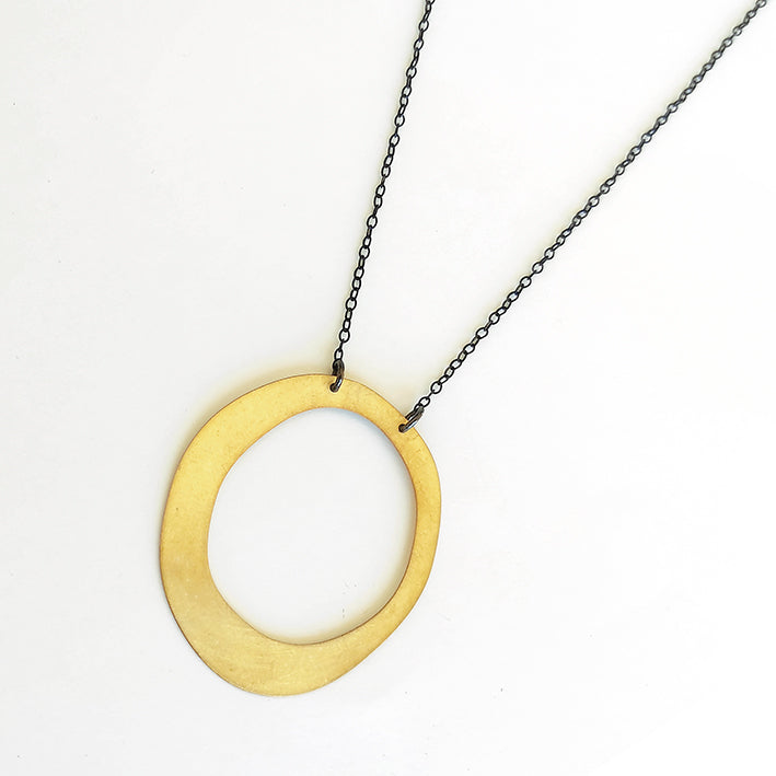Handmade minimal pendant in oval shape Abstract (gold plated silver)