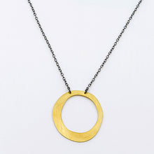 Handmade minimal pendant in oval shape Abstract (gold plated silver) - 2
