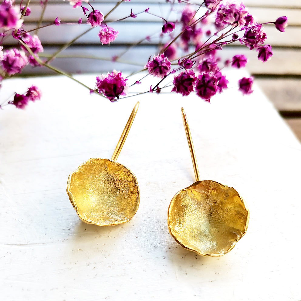 Handmade Earrings Bloom inspired by flower (gold plated silver)