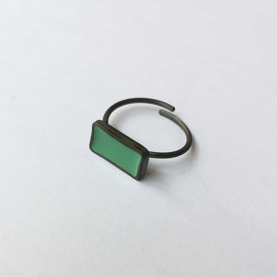 Handmade enamel colored ring Color (rhodium plated silver)