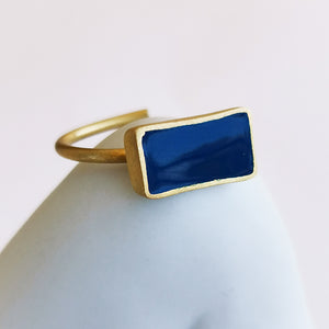 Handmade enamel colored ring Color (gold plated silver)