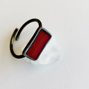 Handmade enamel colored ring Color (rhodium plated silver)