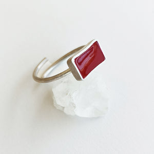Handmade enamel colored silver ring Color