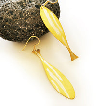 Dangle fish earrings, unusual earrings (gold plated silver) - 3
