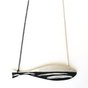 Handmade fish-shaped necklace (silver, oxidation)