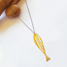 Long Handmade minimal pendant Fish (Silver, Gold Plated) - 2

