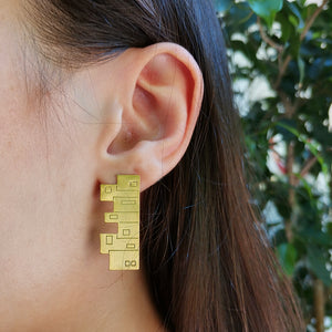 Unique earrings with engraving Home (gold plated silver)