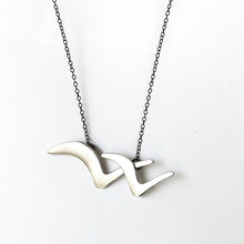 Handmade silver necklace, with silver chain, Flying - 1
