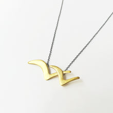 Handmade gold plated necklace, with silver chain, Flying - 1
