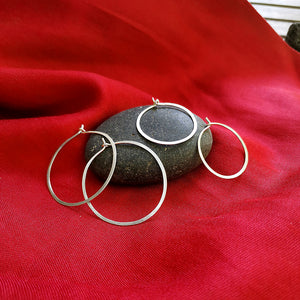 Silver hammered hoop earrings, small