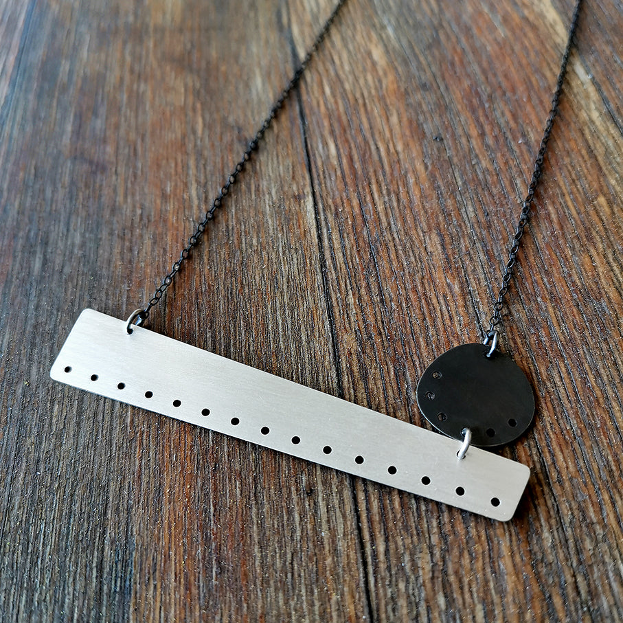 Handmade geometric silver necklace Design (rhodium plated)