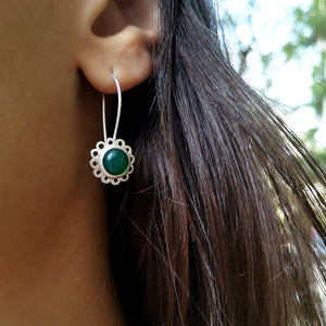 Handmade dangle silver earrings Scarlett with semi-precious stones