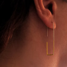 Minimal hanging earrings Space Line (gold plated silver) - 3
