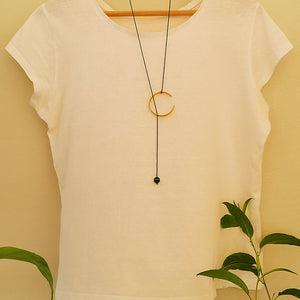 Handmade minimal necklace with onyx Space (gold plated silver)