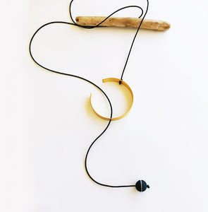 Handmade minimal necklace with onyx Space (gold plated silver)