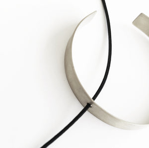 Handmade minimal necklace with onyx Space (silver)