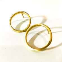 Handmade, gold plated silver circle stud earrings, Texture Circle - 2
