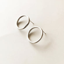 Handmade silver circle stud earrings, Texture Circle - 1

