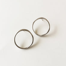Handmade silver circle stud earrings, Texture Circle - 3
