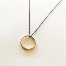 Silver circle necklace Texture Circle (gold plated silver) - 1

