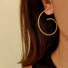 Hammered silver hoop earrings Texture Hoop (gold plated) - 4
