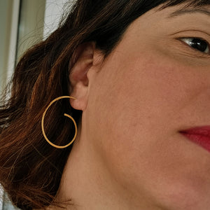 Hammered silver hoop earrings Texture Hoop (gold plated)