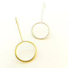 Mismatched dangle earrings Texture Minimal (silver / gold plated silver) - 2
