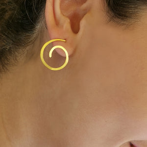 Handcrafted spiral earrings Texture Spiral (silver, gold plated)