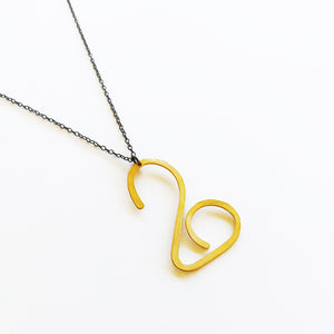 Handmade hammered gold plated necklace Texture Swan